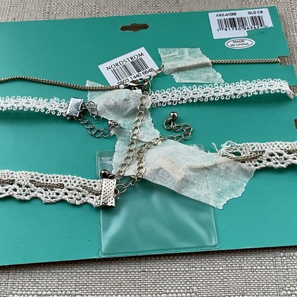 Capelli Kids Choker Necklace White Lace Gold Tone Chain Necklace Fashion Jewelry - Picture 6 of 11